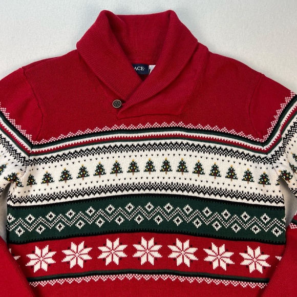Children's Place Fair Isle Christmas Cardigan Sweater Shawl BOYS 16 XXL Holiday - Picture 2 of 7